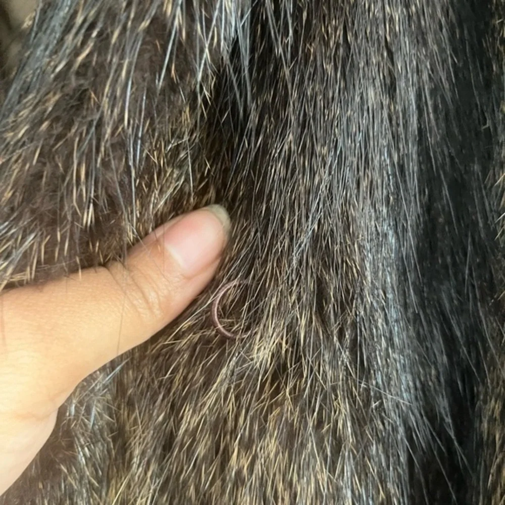 Women’s brown fox fur long coat. Style raincoat - Picture 5 of 10